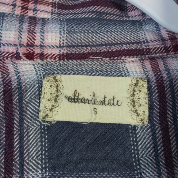 Altar'd State Peri Pink Plaid Flannel Top Size Small - Picture 4 of 7